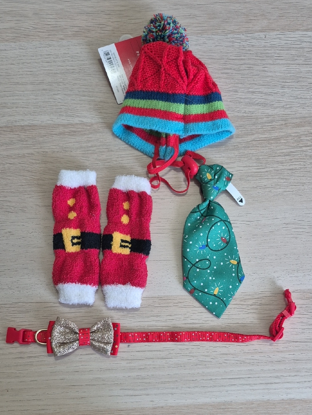 Wondershop Red Multicolor Pom Knit Pet Hat with Holiday Accessories, Small Pet